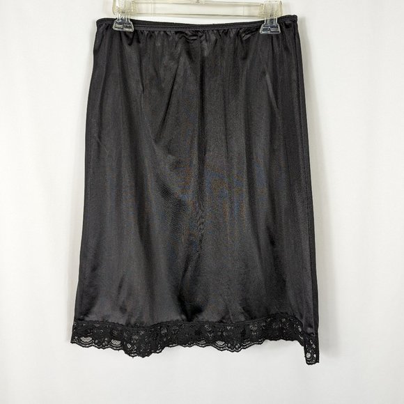Sliperfection Vintage Black Slip Knee Length Lace Bottom Made in USA Sz Large L - Picture 1 of 5